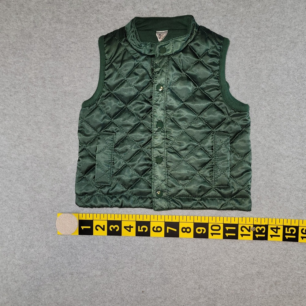 Baby Essentials Hunter Green Quilted Puffer Vest Infant 12M Snap Front Outerwear - Picture 5 of 8